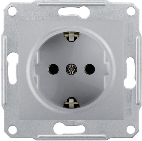 Розетка с заземлением без рамки Schneider Electric Sedna 1-м. алюминий фото Розетка с заземлением без рамки Schneider Electric Sedna 1-м. алюминий картинка